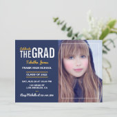 Uitnodiging van de Navy and Gold Graduation Party (Staand voorkant)