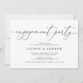 Uitnodiging van de Navy Blue Minimalist Engagement (Voorkant)