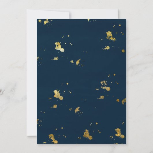 Uitnodiging van de Navy Blue Paint Gold Engagement (Achterkant)