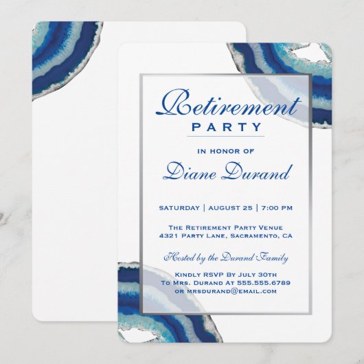 Uitnodiging van de Navy Blue Retirement Party | Ag (Voorkant / Achterkant)