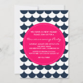 Uitnodiging van de Navy & Roze Nautical Housewarmi (Voorkant)