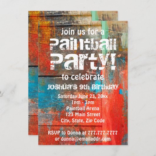 Uitnodiging van de Oostenrijkse partij Pintball in (Voorkant / Achterkant)