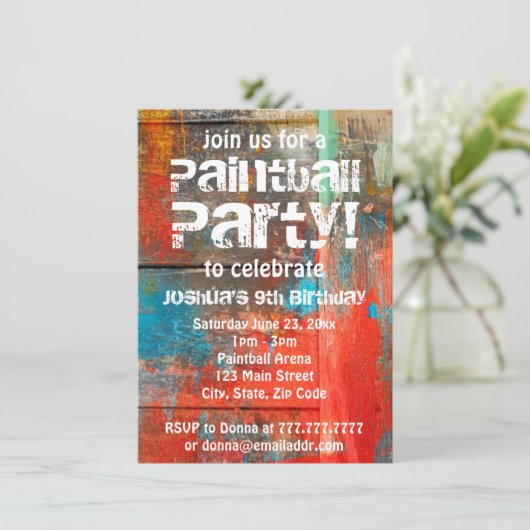 Uitnodiging van de Oostenrijkse partij Pintball in (Staand voorkant)