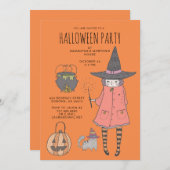 Uitnodiging van de Oranje halloween-partij van het (Voorkant / Achterkant)