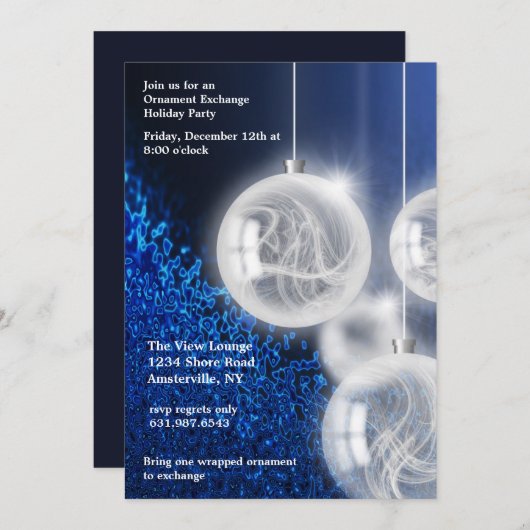 Uitnodiging van de Ornament Exchange Holiday Party (Voorkant / Achterkant)
