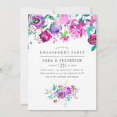 Uitnodiging van de Paarse en Mint Floral Engagemen (Voorkant)