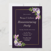 Uitnodiging van de Paarse Floral Housewarming Part (Voorkant)