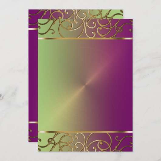 Uitnodiging van de Paarse Groene en Gouden Partij (Voorkant / Achterkant)