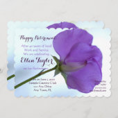 Uitnodiging van de Paarse partij Sweet Pea (Voorkant / Achterkant)