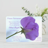 Uitnodiging van de Paarse partij Sweet Pea (Staand voorkant)