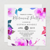 Uitnodiging van de Paarse Roos Floral Womans Retir (Voorkant / Achterkant)