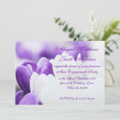 Uitnodiging van de Paarse & Witte Flowers Engageme (Staand voorkant)
