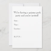 uitnodiging van de parkpartij pajama : lithoek (Achterkant)