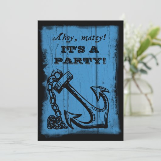 uitnodiging van de partij Anchor Blue Birthday (Staand voorkant)