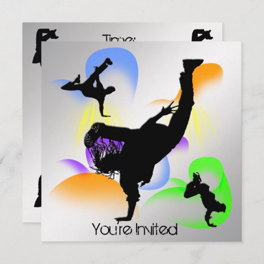 Uitnodiging van de partij B-Boying (Voorkant / Achterkant)