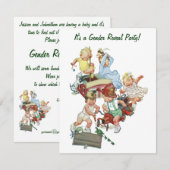 uitnodiging van de partij Baby shower voor gender (Voorkant / Achterkant)