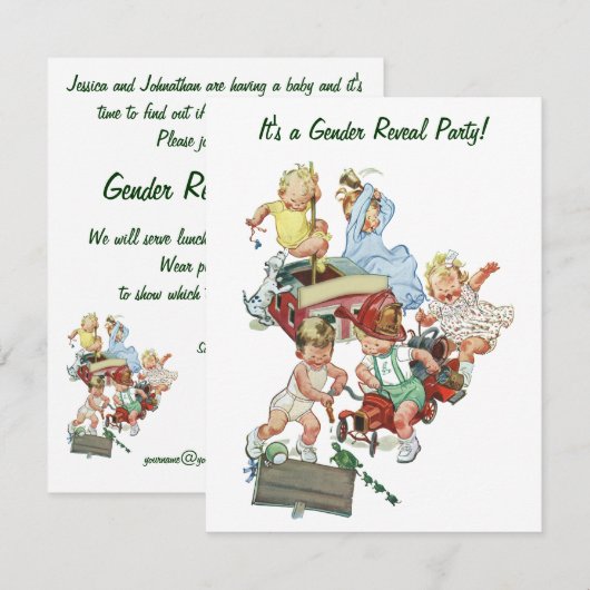  uitnodiging van de partij Baby shower voor gender (Voorkant / Achterkant)