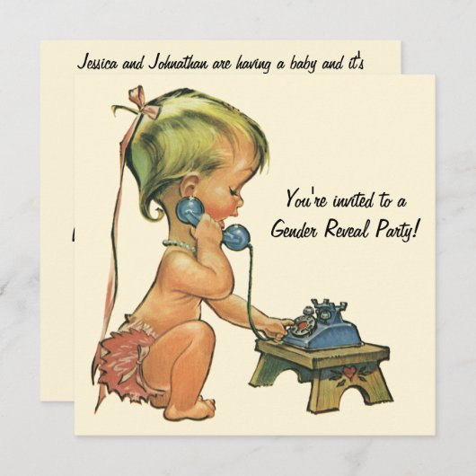  uitnodiging van de partij Baby shower voor gender (Voorkant / Achterkant)