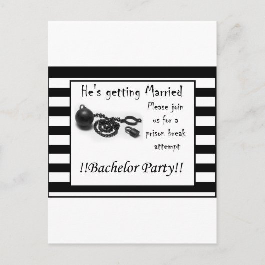Uitnodiging van de partij Bachelor - gevangenisond (Voorkant)
