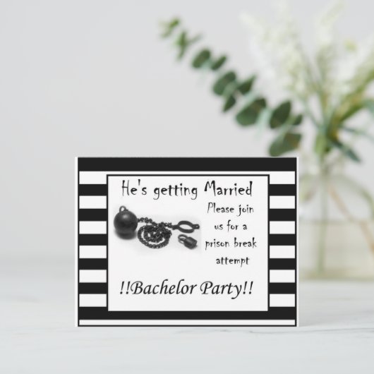 Uitnodiging van de partij Bachelor - gevangenisond Briefkaart (Staand voorkant)