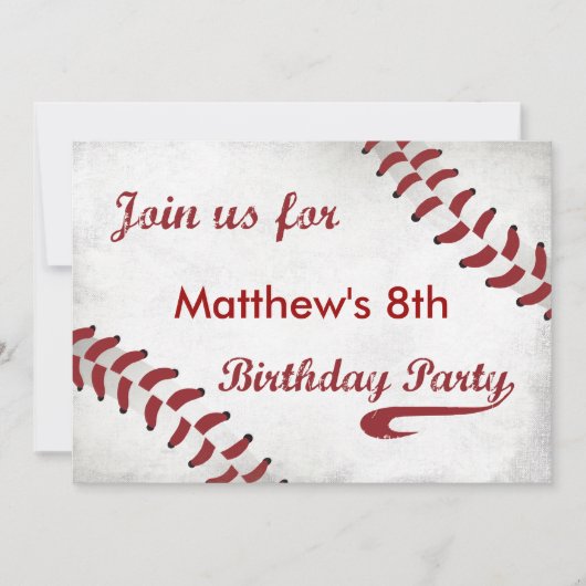 Uitnodiging van de partij Baseball Thema Birthday (Voorkant)