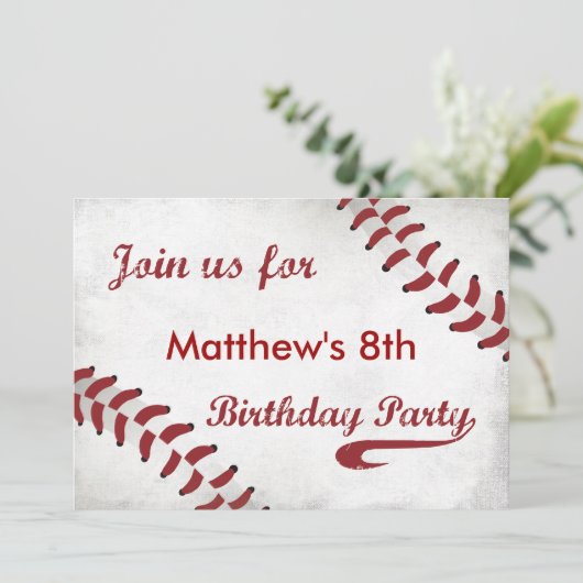 Uitnodiging van de partij Baseball Thema Birthday (Staand voorkant)