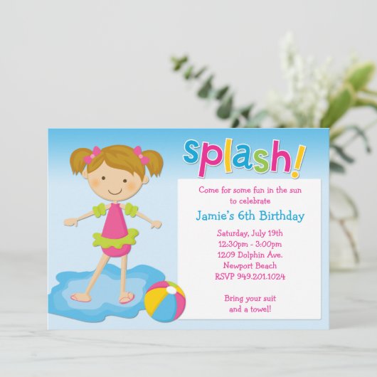 uitnodiging van de partij Birthday (Staand voorkant)