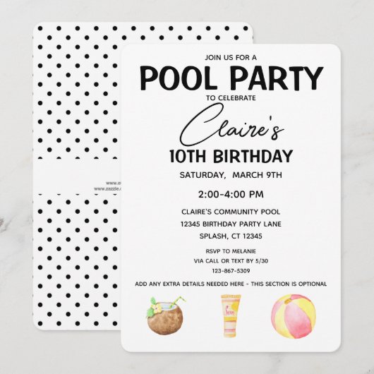 Uitnodiging van de partij Birthday Girl (Voorkant / Achterkant)