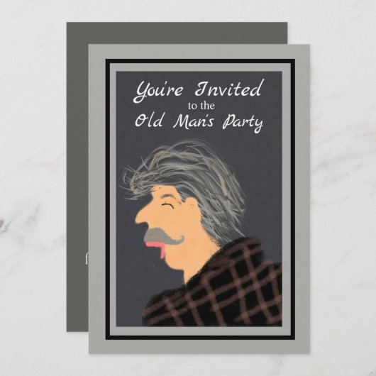 Uitnodiging van de partij Birthday Old Man (Voorkant / Achterkant)