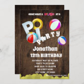 uitnodiging van de partij Birthday Pool (Voorkant / Achterkant)