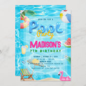 uitnodiging van de partij Birthday Pool (Voorkant / Achterkant)