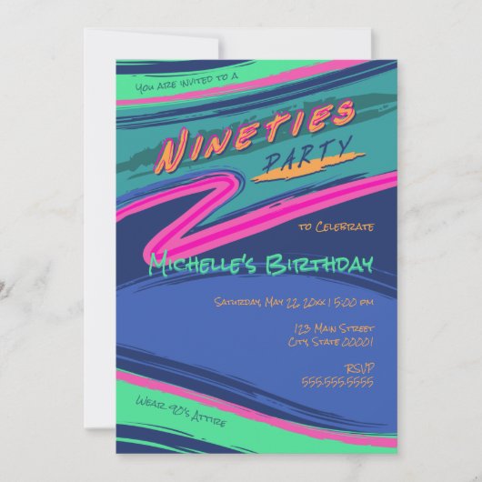 Uitnodiging van de partij Bold Nineties (Voorkant)