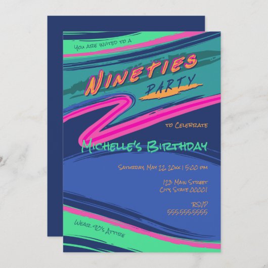 Uitnodiging van de partij Bold Nineties (Voorkant / Achterkant)