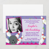 Uitnodiging van de partij "Bowled Over" - Meisjes (Voorkant / Achterkant)