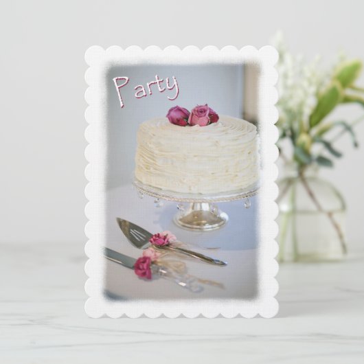 Uitnodiging van de partij "Cake and Rozen Jubileum (Staand voorkant)