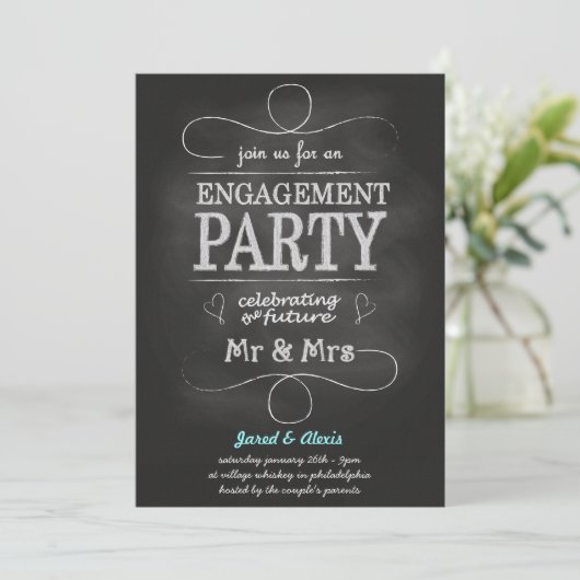 Uitnodiging van de partij Chalkboard Engagement (Staand voorkant)