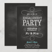 Uitnodiging van de partij Chalkboard Engagement (Voorkant / Achterkant)