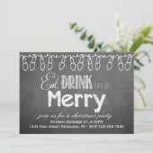 Uitnodiging van de partij Chalkboard Holiday (Staand voorkant)
