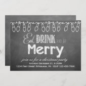 Uitnodiging van de partij Chalkboard Holiday (Voorkant / Achterkant)