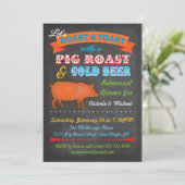 Uitnodiging van de partij Chalkboard Pig Roast (Staand voorkant)
