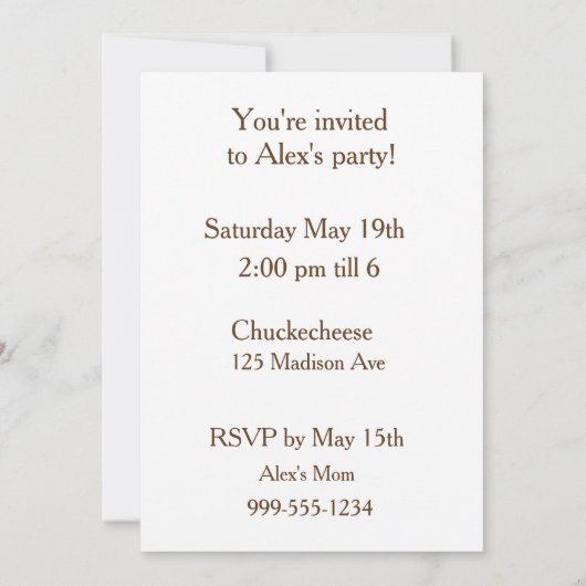 Uitnodiging van de partij Chihuahua (Achterkant)