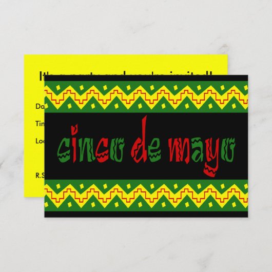 uitnodiging van de partij cinco de mayo (Voorkant / Achterkant)