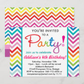 Uitnodiging van de partij Colorful Chevron (Voorkant / Achterkant)