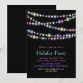 Uitnodiging van de partij Colorful Twinkle Lights (Voorkant / Achterkant)