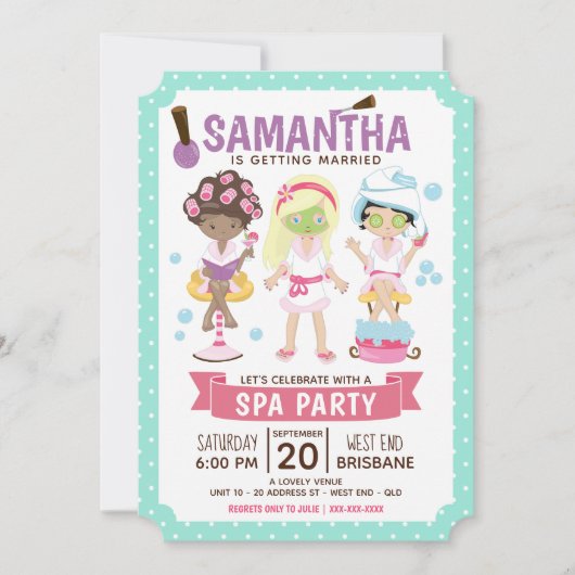 Uitnodiging van de partij Cool and Girly Spa Bache (Voorkant)