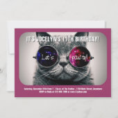 Uitnodiging van de partij Cool Cat Birthday (Voorkant)