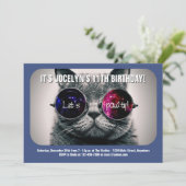 Uitnodiging van de partij Cool Cat Birthday (Staand voorkant)