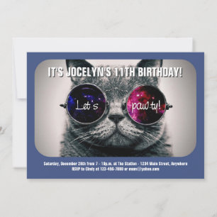 Uitnodiging van de partij Cool Cat Birthday