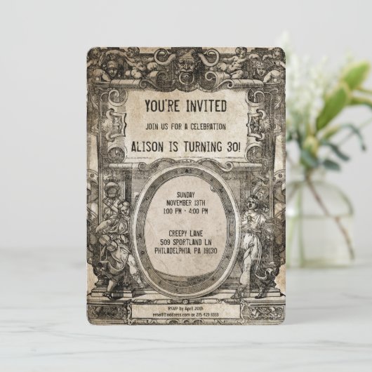  uitnodiging van de  partij Creepy (Staand voorkant)