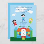 Uitnodiging van de partij Cute Bounce House Birthd (Voorkant / Achterkant)